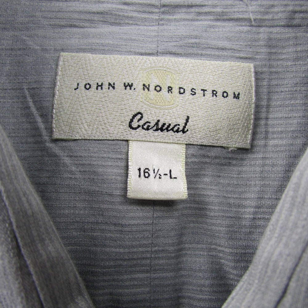 John W. Nordstrom Shirt Mens Large Gray Casual Button Down Long Sleeve Pocket - Picture 4 of 7